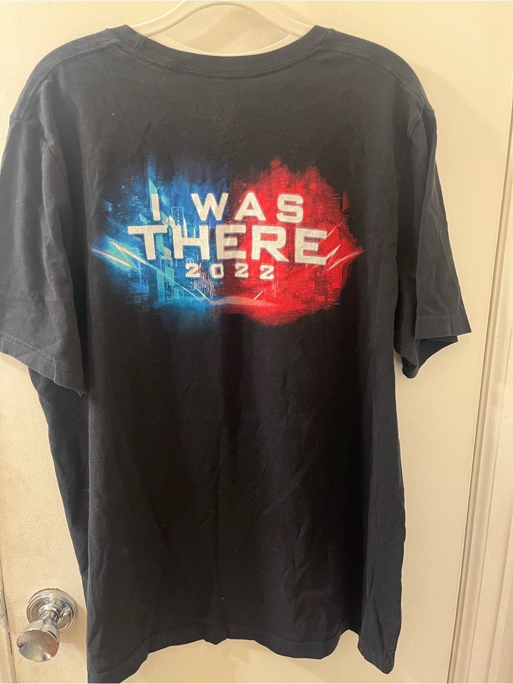 WWE Black 'I Was There 2022' Tee with Red & Blue Graphic